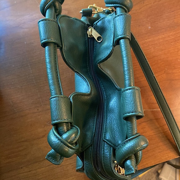 Anthropologie faux leather green terrace mini knot crossbody bag preppy boho - Picture 5 of 11